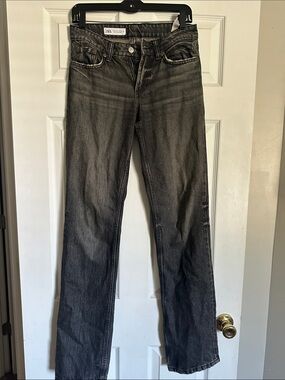 Zara Women's Washed Gray Straight-Leg Jeans